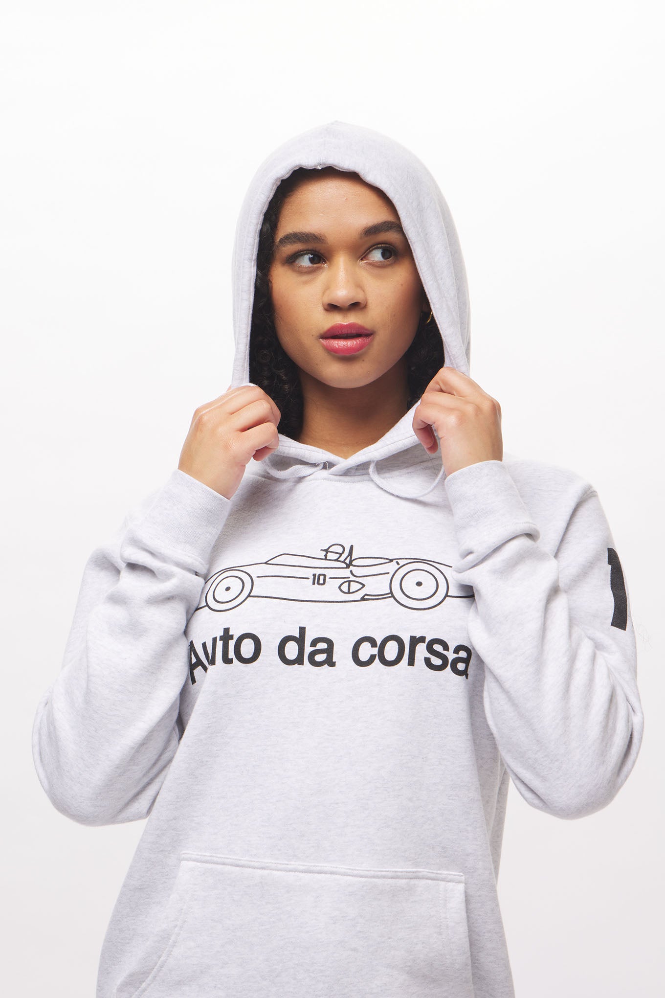 Women's - Uno Zero Auto da Corsa Heather White Pullover Hoodie-Vaughn de Heart
