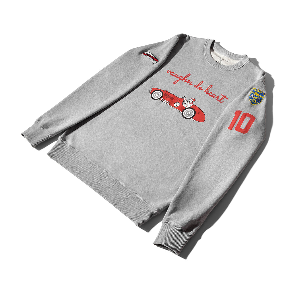 Men's - F1 Sweatshirt - Uno Zero Automobilismo Heather Grey Sweater-Vaughn de Heart