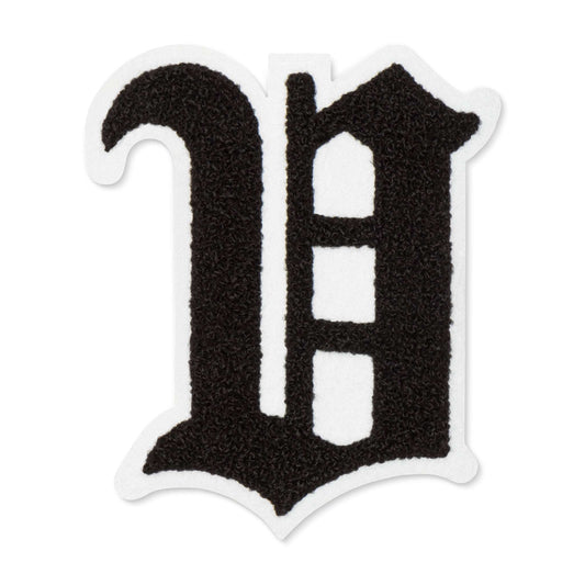 House of V - Black Varsity Chenille V Patch with White Felt Border-Vaughn de Heart