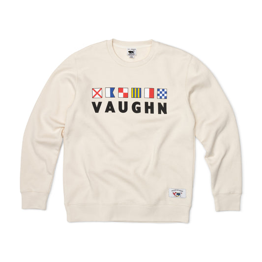 Men's - Voilier - Cream Nautical Flags Crew Neck Sweater-Vaughn de Heart