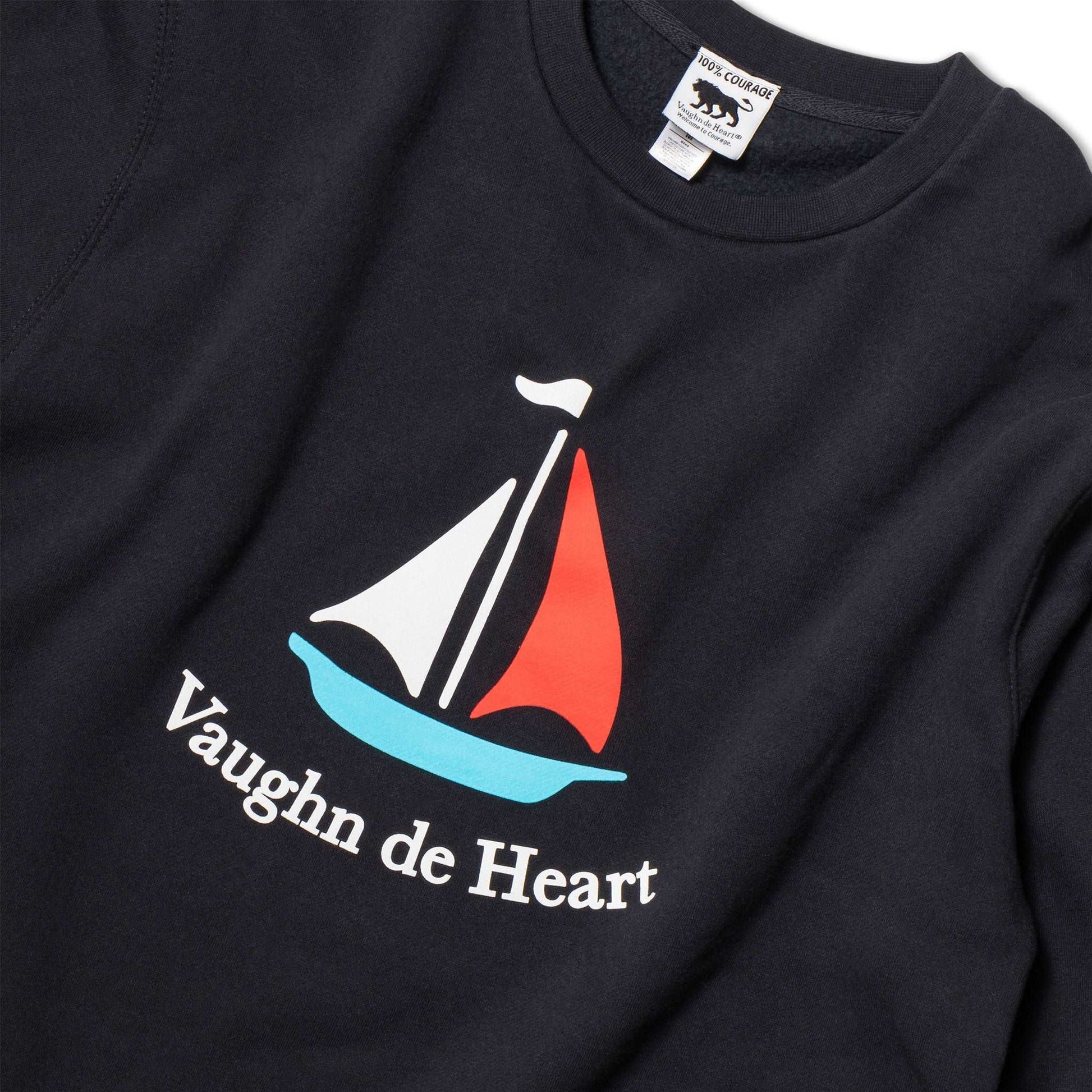Women's - Voilier - Navy Blue Sailboat French Crew Neck Sweater-Vaughn de Heart