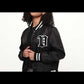 Women's - House of V - Black Varsity Chenille Patch Nylon Varsity Jacket