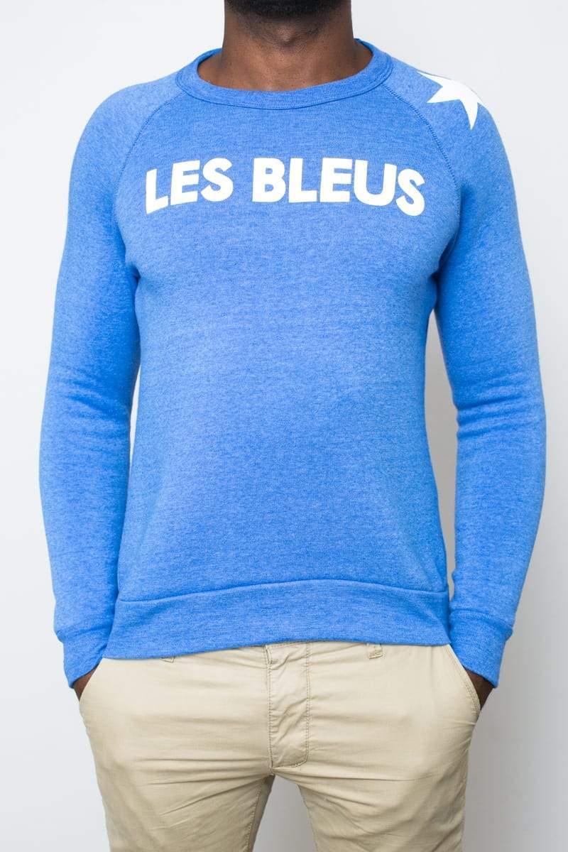 Men's - Les Bleus Heather Light Blue Crew Neck Sweater-Vaughn de Heart