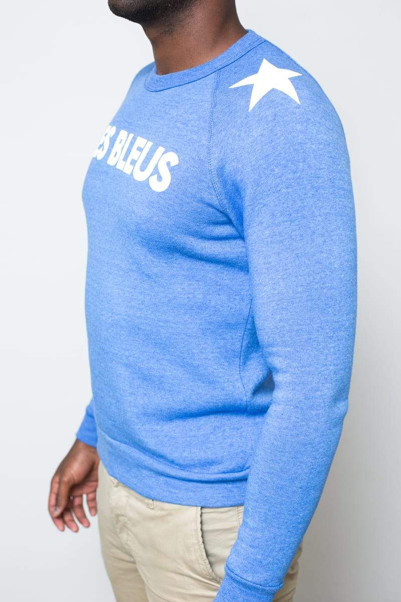 Men's - Les Bleus Heather Light Blue Crew Neck Sweater-Vaughn de Heart