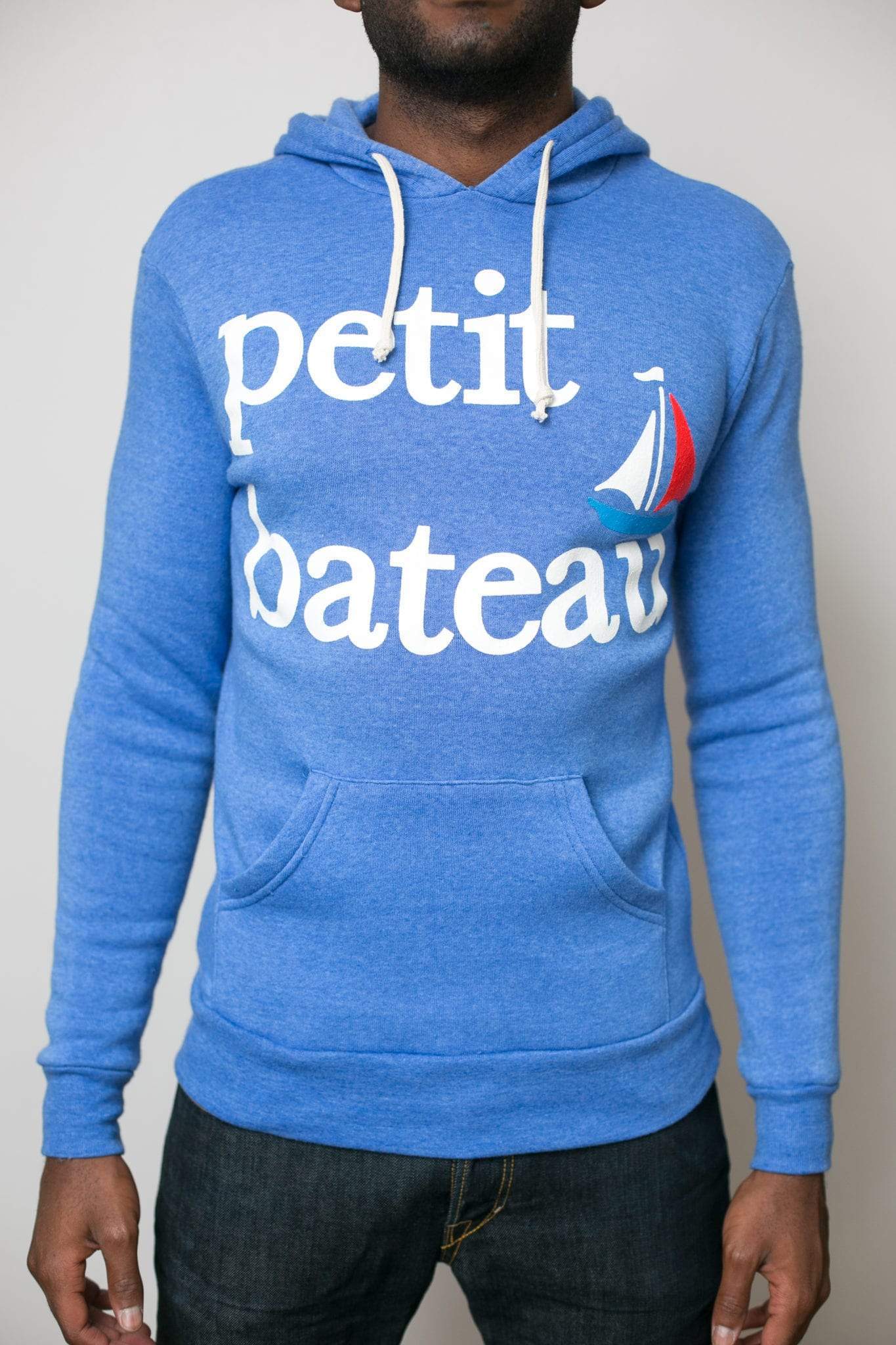 Men's Petit Bateau Light Blue Pullover Hoodie-Vaughn de Heart