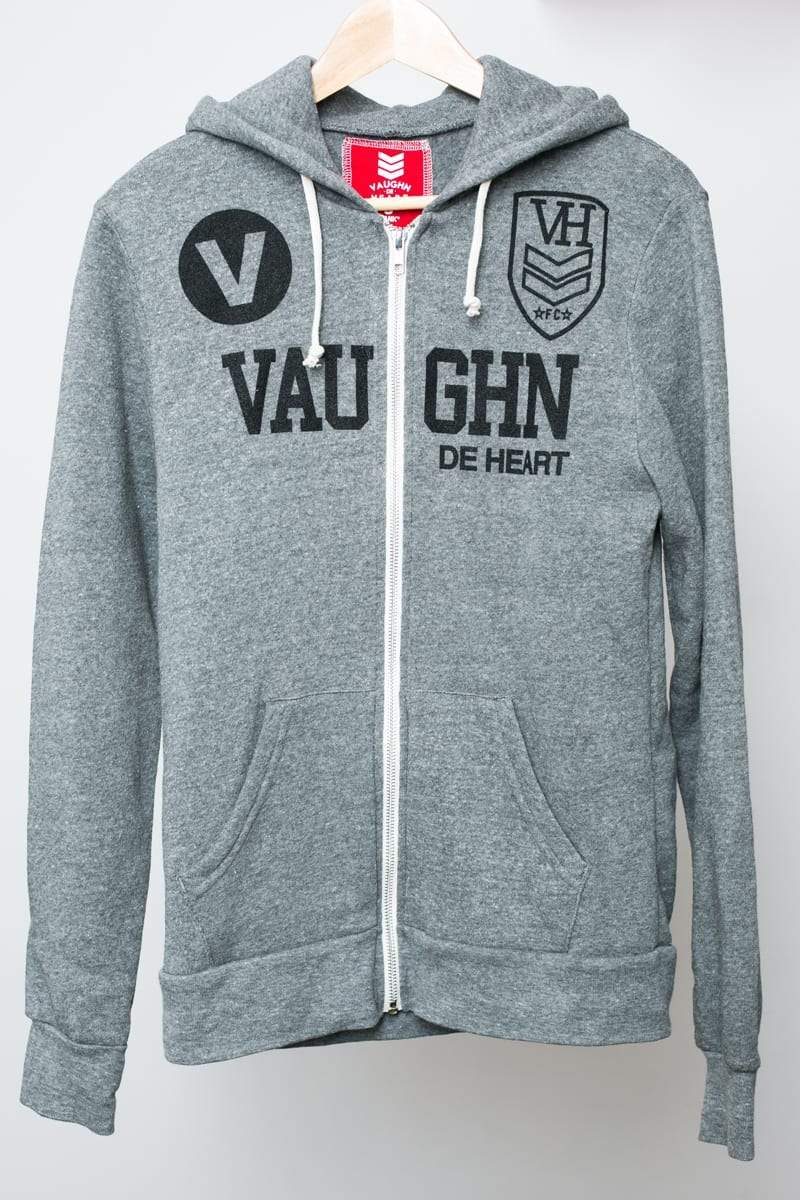 Men's - FC Heather Grey Zip Hoodie-Vaughn de Heart