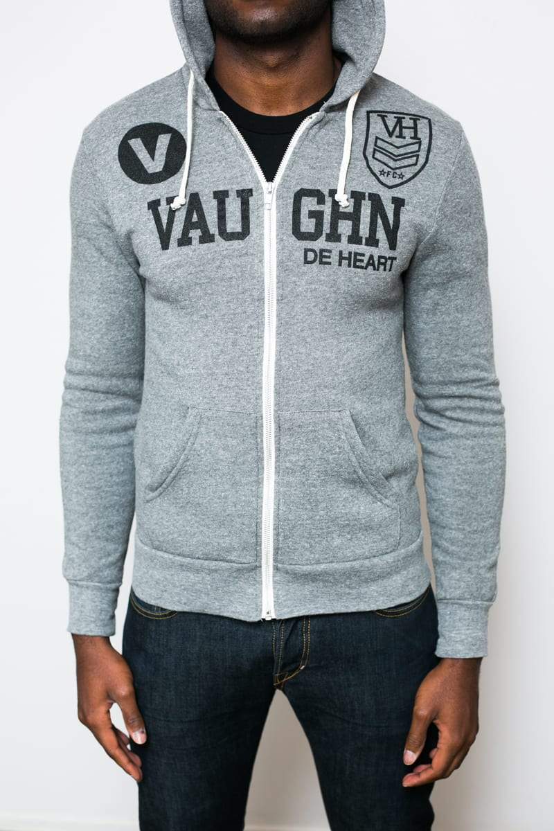 Men's - FC Heather Grey Zip Hoodie-Vaughn de Heart