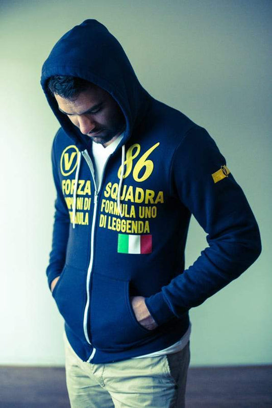 Men's - Forza Squadra Navy Blue Zip Hoodie-Vaughn de Heart