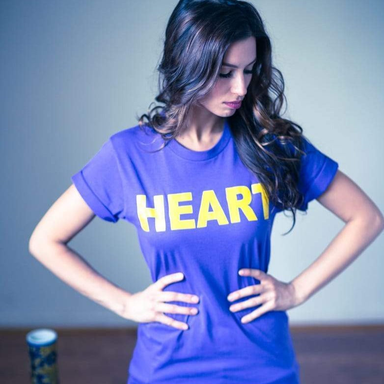 Women's - Heart Purple and Gold Crew Neck T-Shirt-Vaughn de Heart