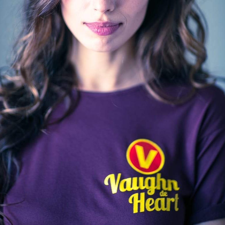 Women's Retro Logo Maroon Crew Neck T-Shirt-Vaughn de Heart