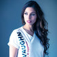 Women's - Forza Vaughn White V-Neck T-Shirt-Vaughn de Heart