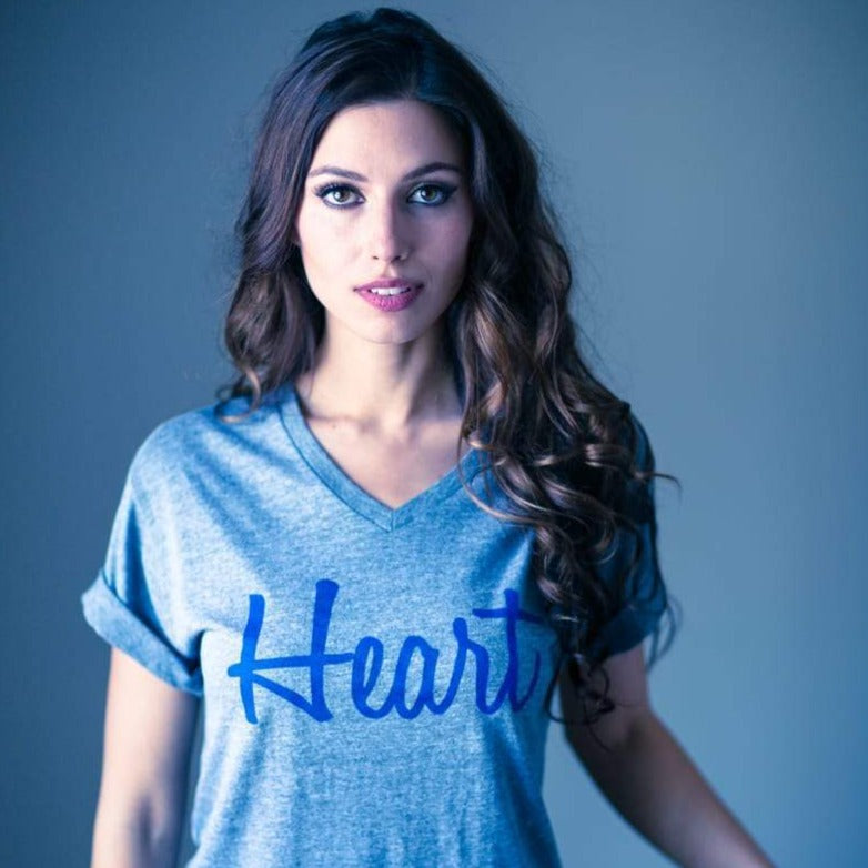 Women's - Heart Heather Grey V-Neck T-Shirt-Vaughn de Heart