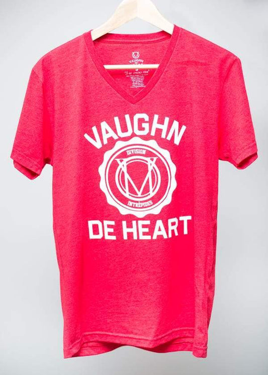 Women's - Institution Heather Red V-Neck T-Shirt-Vaughn de Heart