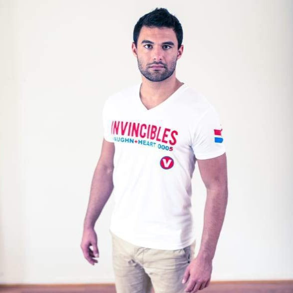 Men's - Invincibles Arsenal Soccer White V-Neck T-Shirt-Vaughn de Heart