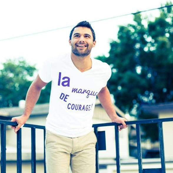 Men's - La Marque de Courage White V-Neck T-Shirt-Vaughn de Heart