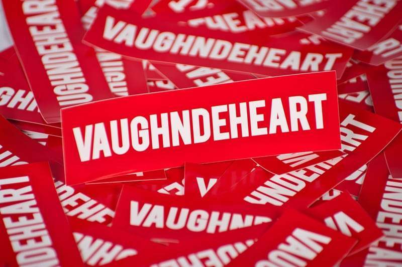 Vaughn de Heart Red Box Logo Sticker-Vaughn de Heart